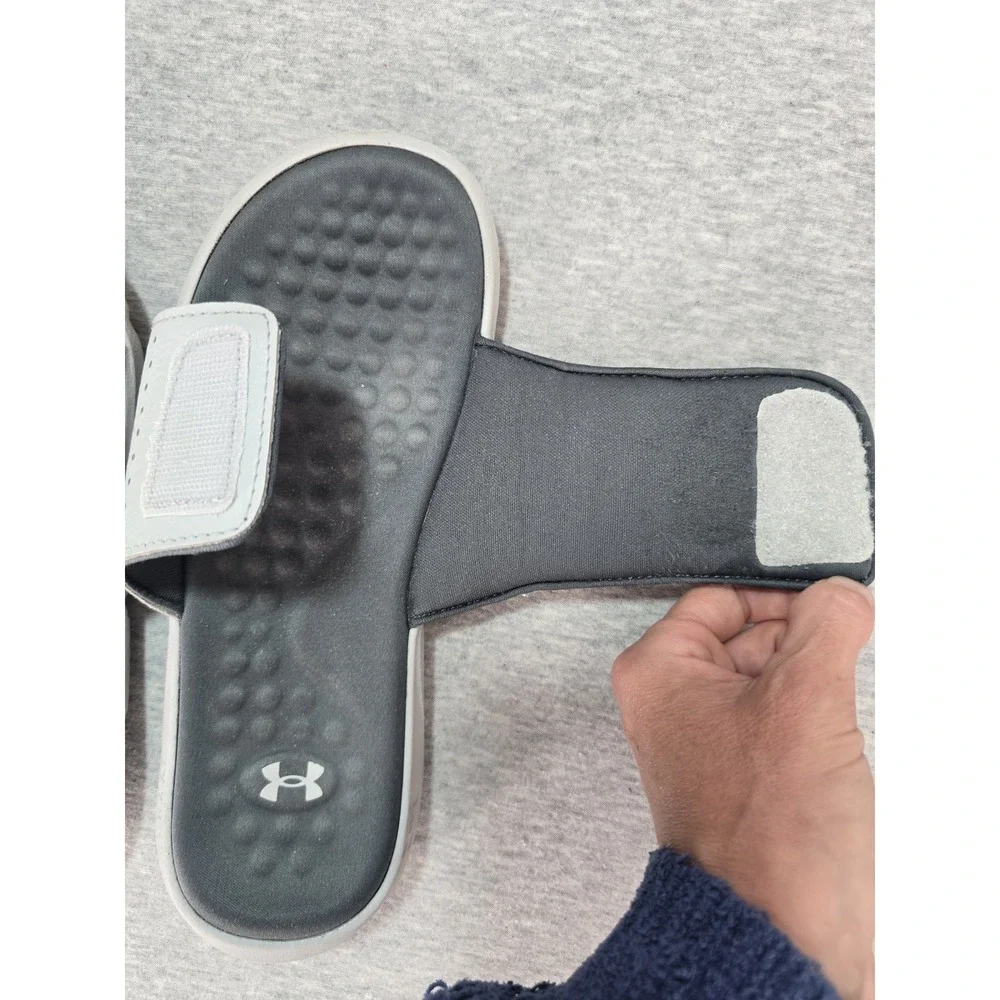 Under Armour Youth 5 Ignite Pro Adjustable Slide Sandals Black Grey 3026036-103